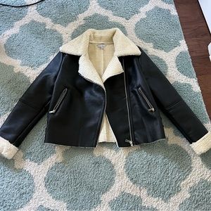 Black Shearling Zipper Jacket Size L               New Without Tags (never worn)